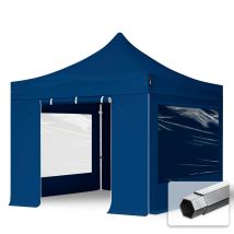 House Of Tents - Toolport 3x3 M Tente Pliante Professional Avec Côtés (dont 2 Panoramiques), Alu, Bleu