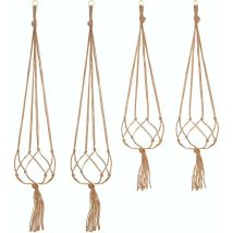 Juego De 4 Colgadores De Macramé Para Plantas, Soporte Para Macetas, Colgador Para Plantas, Decoración De Jardín Interior Y Exterior Con 2 Piezas De 