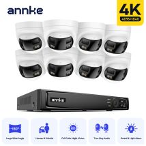 Annke 4k Poe-überwachungssystem, 8 X 8-mp-dual-objektiv-außenkameras Mit 180°-schwenkbereich Und Farbnachtsicht, 8-kanal-12-mp-h.265+-nvr, Personen-/