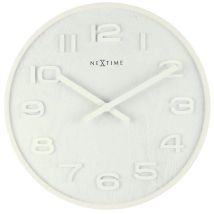 NeXtime – 3096WI – Wanduhr Quarz rund Weiß – Holzrahmen – Durchmesser 35 cm – Batterie AA