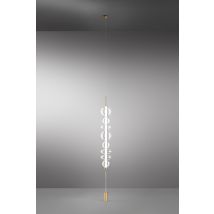 Lampadaire Led Série 8165 En Or Brossé, Structure En Métal Et Verre Borosilicaté Transparent, Hauteur Réglable, 37w, 3000k - Par Perenz Illuminazione