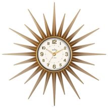 Stella Wall Clock – Sprayed Gold – 43cm Diameter – Retro Style – Quartz Movement – Ideal for Living Room, Hallway, Bedroom
