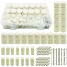 200 Pcs Roue De Polissage En Laine, Tampon De Polissa Roue De Polissage Avec Tige Métal Pour Accessoires Dremel Outils Rotatifs