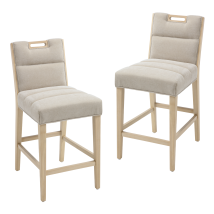 Chairus Bar Stools Set Of 2 Chenille Retro Rustic Counter Chairs In Wood Frmae For Kitchen Home Pub Restaurant, Beige