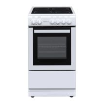 Freestanding Single Cavity Electric Cooker With X4 Ceramic Hobs, 3600 Watta, White