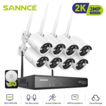 Kit Videosorveglianza Wifi 8ch Con 8 Telecamere Wireless Ip 3mp Intelligenti Microfono Sistema Di Sorveglianza Eseterno,2tb - Sannce