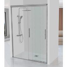 Kassandra Estrella Mampara Frente De Ducha 3 Puertas Correderas 6 Mm Plata Brillo Transparente - Medida: 140-144 Cm - Ref: Et1011616s200140