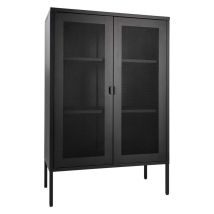 M&S – Vitrine Melbourne mit Drahtgittertüren – Schwarz – 1332737 – 200cm, 100cm, 40cm