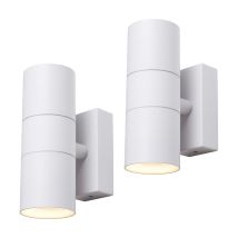Litecraft - Kenn Wall Light Outdoor Up & Down Ip65 Rated Fitting In White - 2 Pack
