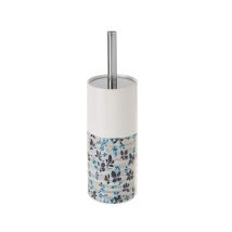 Brosse WC – Céramique et Métal – 32cm x 10cm – Bleu et Blanc – WADIGA