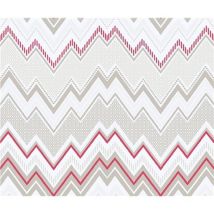 Galerie - Tempo Zig-zag Wallpaper Paste The Wall Pink Grey Beige