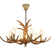 Cncest - Antler Chandelier, Faux Antler Ceiling Light Vintage Style Chandelier, With 6 Spiral Lamp Holder Of E14, Rustic Hanging Lights For Dining 