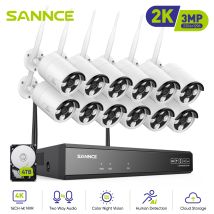 Sistemadi Sicurezza Wireless Nvr Cctv Da 8 Mp Con Rilevamento Di Persone, Compatibile Con Alexa - Sannce