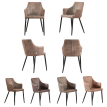 Pn Home - Juego De 4 Sillas De Comedor Zarah Con Brazos - Silla De Comedor Tapizada De Piel Sintética Con Patas De Metal Para Comedor - Capuchino