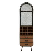 Premier Housewares - Interiors By Premier Industrial Bar Cabinet, Ample Storage Wooden Shelves, Durable Wine Storage Tall Bar Unit, Wooden Cabinet