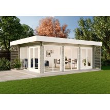 Alpholz Gardenlounge Viva B Gartenhaus Aus Holz, Holzhaus Mit 44 Mm Wandstärke Inklusive Terrasse, Blockbohlenhaus Mit Montagematerial