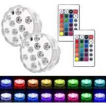 Paquete De 2 Luces Led Sumergibles Para Piscina, Ideales Para Acuarios, Jacuzzis, Estanques, Bases De Piscina, Jarrones, Jardines Y Bodas.