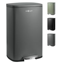 Maxcraft - Mülleimer / Treteimer Mit Soft Close Deckel - 50 Liter In Grau