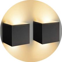 Minkurow Set Di 2 Applique Orientabili 12w 3000k Applique Da Parete Per Interni/esterni Ip65 Applique Quadrata Nera Impermeabile Per Camera Da Letto 