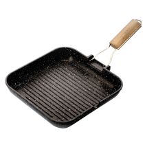 LGVSHOPPING – Sartén grill Fassona 26 x 26 cm – Aluminio inyectado, antiadherente, libre de PFOA, apto para lavavajillas