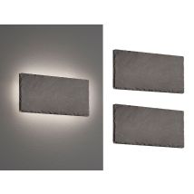 2er Set Flache Led Innen Wandleuchten Aus Naturschiefer, Breite 25cm