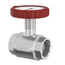 Simplex - Muffen-kugelhahn Pn 16, G 1 Zoll Mit Rundem Thermometergriff (rot, Ø 63 Mm)