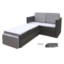 Evre - Rattan Outdoor Garden Sofa Furniture Love Bed Patio Sun Bed 2 Seater Grey New With Cover