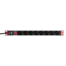 Techly Multiprise Pdu Rack 1u Noir Et Rouge 8 Sorties