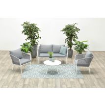 Aluminium-rope Lounge-set 'madone' Inkl. Sofa, Sesseln, Tisch Und Kissen, Weiß / Hellgrau - Garden Impressions