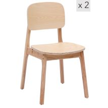 Nordlys - Lot De 2 Chaises De Salle A Manger Scandinave En Bois Massif