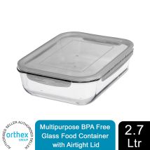 Gastromax - Multipurpose Bpa Free Glass Food Container With Airtight Lid, 2.7 L