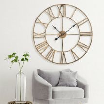 Trintion Wall Clock Vintage Retro Roman Numerals Silent Non-ticking Metal Paint Industrial Vintage Metal Large Clock For Home Loft Living Room Bedroom