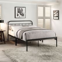 Slumberworx - Aldbury Modern Traditional Black Metal Bed Frame Double - Black