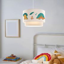 Lámpara Colgante Infantil Lurgan 1xe27 Motivo De Dinosaurio 70xø30 Cm - Blanco [lux.pro]
