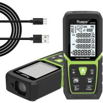 Huepar - Laser Entfernungsmesser 100m Mit Li-ion-akku, Mit Lcd Hintergrundbeleuchtung M/in/ft Mit Mehreren Messmodi Wie Pythagoras/abstand/fläche/