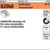 Lindapter – Sphäroguß AF KM 20 – feuerverzinkte Klemme für hohe Schubkräfte – Durchmesser 20 mm – Gewicht 68,60 kg