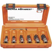 Alfra – Set di Trivelli RQX-Coated HSS – Diametro di taglio: 25 mm, Trivelli inclusi: 12 mm, 14 mm, 16 mm, 18 mm, 22 mm, 26 mm