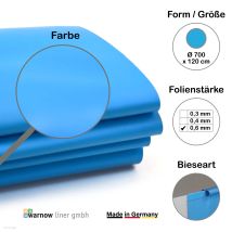Premium Poolfolie Für Rundpool, 700 Cm X 120 Cm, Stärke: 0,6 Mm, Blau, Einhängebiese