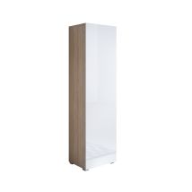 Lettiemobili - Armario Con Patas 2cm Vitrina Mueble De Salón Armario De Pared 1 Puerta 40x167x29cm Modelo Luke V4 Sonoma Mate Y Blanco Brillo