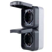 Completo Presa Doppia Aquastorm Grigio Chiaro, Nero 0004080400 1 Pz. - Rev