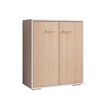 Credenza Piccola 2 Ante Armadio Multiuso Mobile Ausiliario 60x71x30cm Modello Lander L2 Colore Bianco E Sonoma