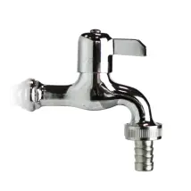 Rubinetto Per Fontana Da Giardino Kam "r24/c" In Ottone Cromato, Rosone Non Incluso