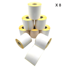 Koem Confezione 8 Rotoli Da 500 Etichette Adesive Termiche Dirette Mm 105x148 Foro 40 Per Imballaggi E Spedizioni Bianco X 8