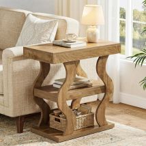 Tribesigns Table D'Appoint Étroite À 3 Niveaux, Table De Chevet En Bois Avec Étagère De Rangement, Petite Table De Nuit Fine Pour Salon, Chevet, Côté 