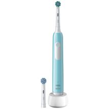 Oral-B elektrische Zahnbürste PRO1 BLAU – 2 CrossAction-Bürstenköpfe – Wiederaufladbar – bis zu 7 Tage Akkulaufzeit
