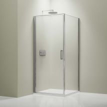 Mampara De Ducha De Esquina Ex416s - 90 X 90 X 195 Cm - Con Cristal De Seguridad Nano De 6 Mm.