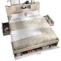 Vente-unique - Dekit Lanka - Cama Compacta Para Dormitorio - Natural / Blanco - 95 X 149.6 X 218.5 Cm