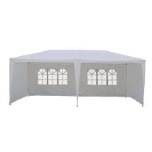 Tonnelle et pergola – 5,90x2,95 m – Structure métallique avec auvent en polyéthylène blanc – PLANETA HUERTO