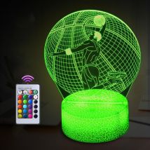 Luce Notturna A Forma Di Basket, Giocattolo 3d Con Illusione Ottica Per Bambini, 16 Colori Cangianti Con Telecomando, Lampada Da Notte Per Bambini, 