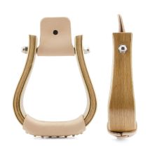 Staffe western in legno con pedane rivestite in cuoio – Accessorio essenziale per cavalieri – Materiale: legno con rivestimento in cuoio